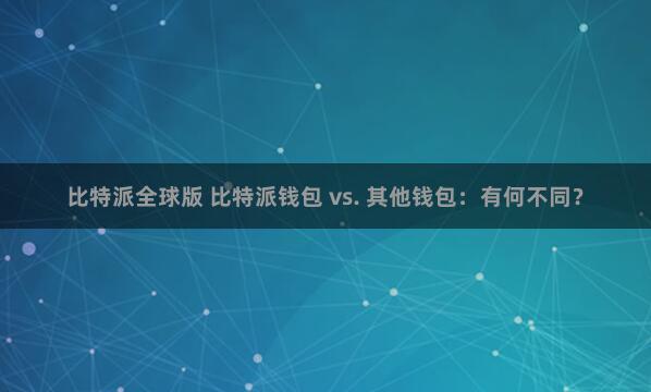 比特派全球版 比特派钱包 vs. 其他钱包：有何不同？